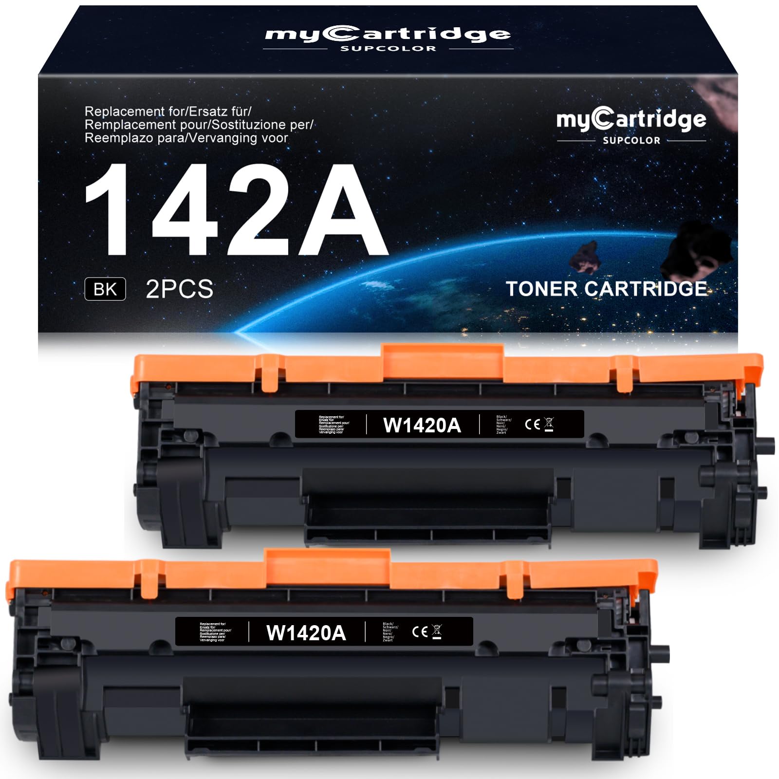 myCartridge SUPCOLOR 142A Compatibile per HP 142A W1420A 142X Toner HP LaserJet M140w M110w M139w Toner Laserjet MFP M140we M110we M139we 142 A (Senza Chip, 2 Nero)