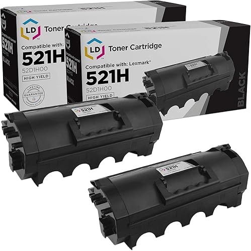 Miniatura 1 de Repuesto de cartucho de tóner compatible LD para Lexmark 521H 52D1H00 de alto rendimiento negro paquete de 2