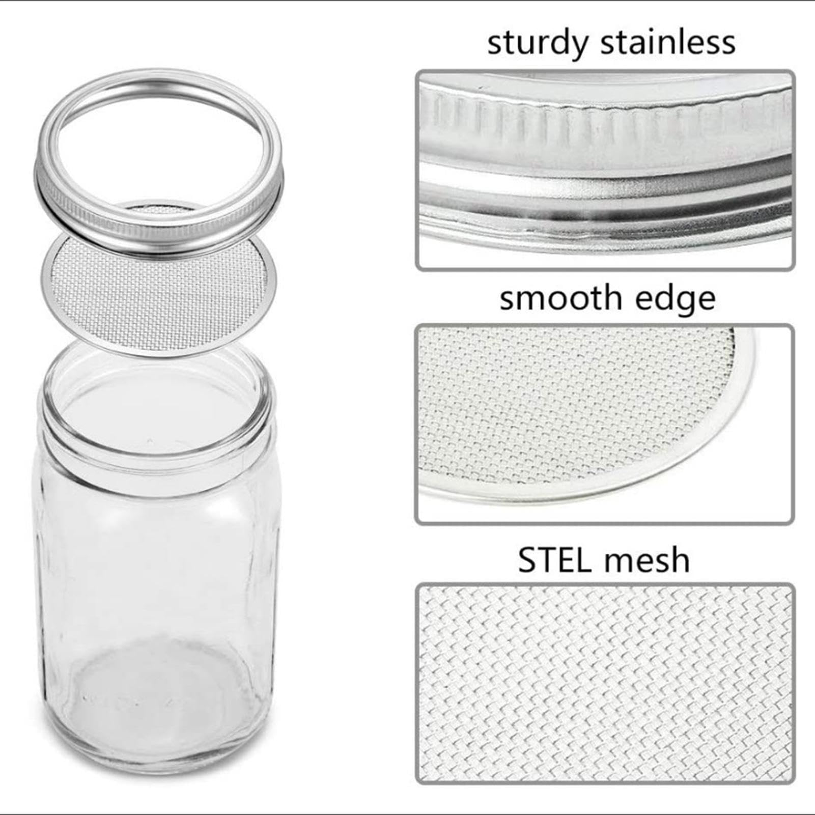 Sprout Growing Jar Kit - 17.5 cm Edelstahl Glas Samen Sprouter Set
