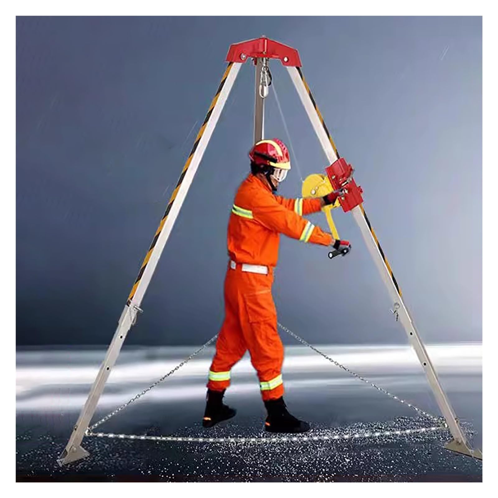 Kit de detención de caídas – Trípode de aleación de aluminio con cabrestante de mano para minería, espacios reducidos, extinción de incendios y sistema de arnés de seguridad de rescate