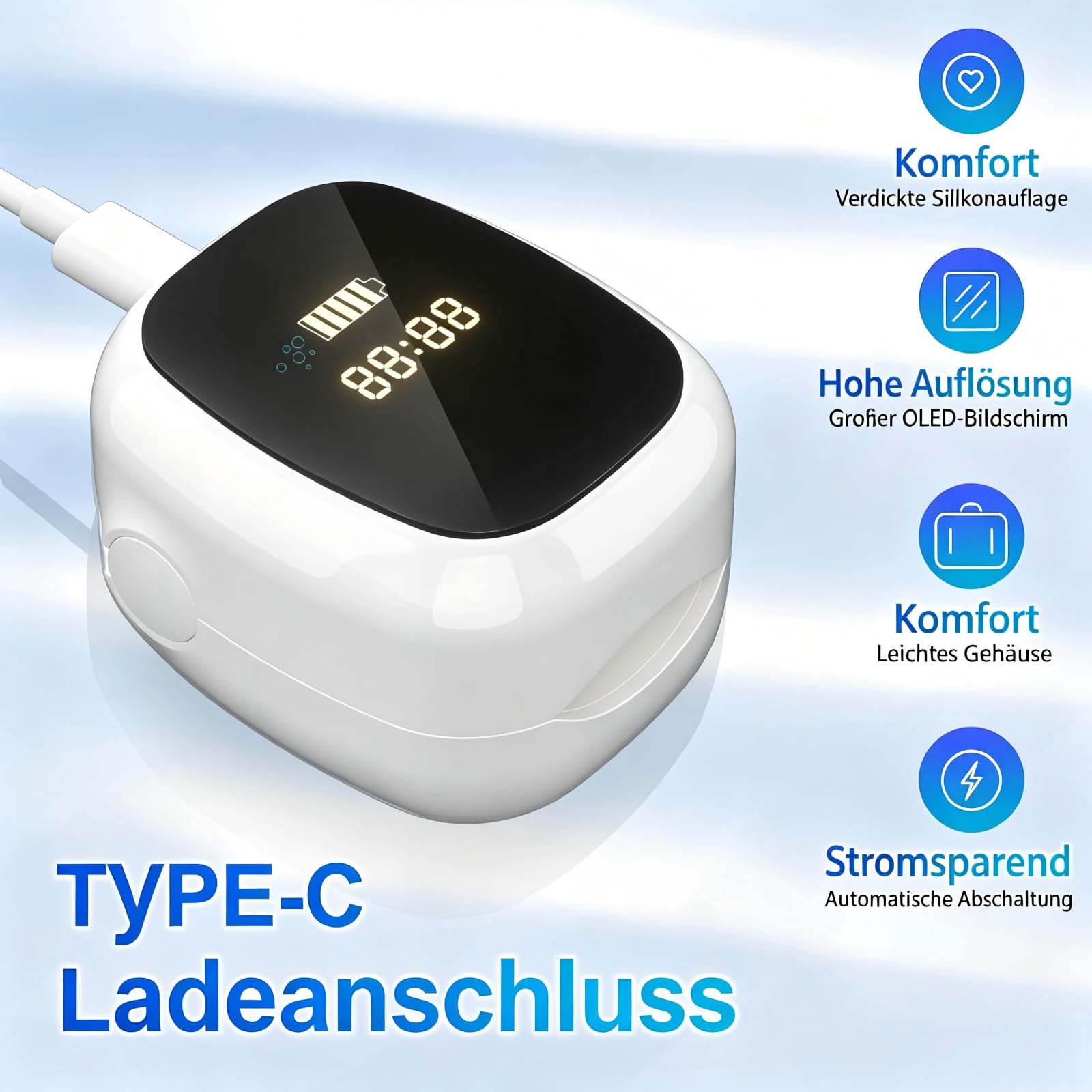 Nagelpflegegerät mit Lichttechnologie,Für Finger- und Zehennägel,Tragbar,Timer,Wiederaufladbar,Weiß