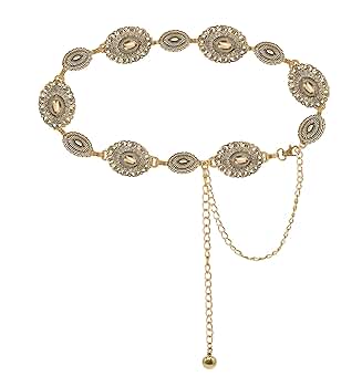 WAYLIT Western-Belt-Women Cowgirl-Metal-Belts Boho Golden