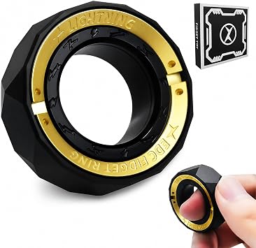 Metal Fidget Spinner for Adults Magnetic Fidget Ring, Sound & Silent Dual Mode, Stainless Steel EDC Fidget Toy, Stress Relief for Anxiety ADHD, Quiet Desk Spinner, Sensory Fidget Gift Matte Black