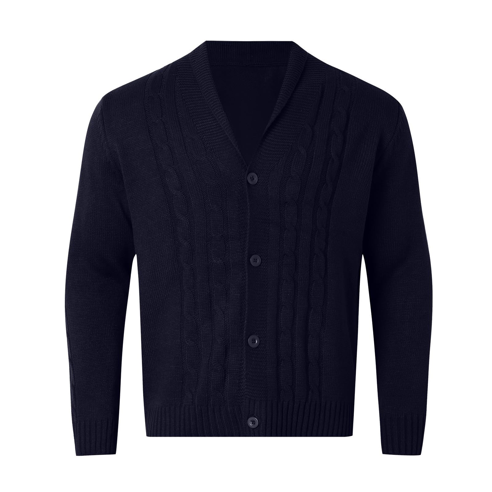 Genérico Cardigan Hombre Botones, Chaqueta De Punto Hombre Manga Larga Cárdigan De Punto Trenzado Casual Cuello De Chal Abotonado con Bolsillos para Otoño Invierno