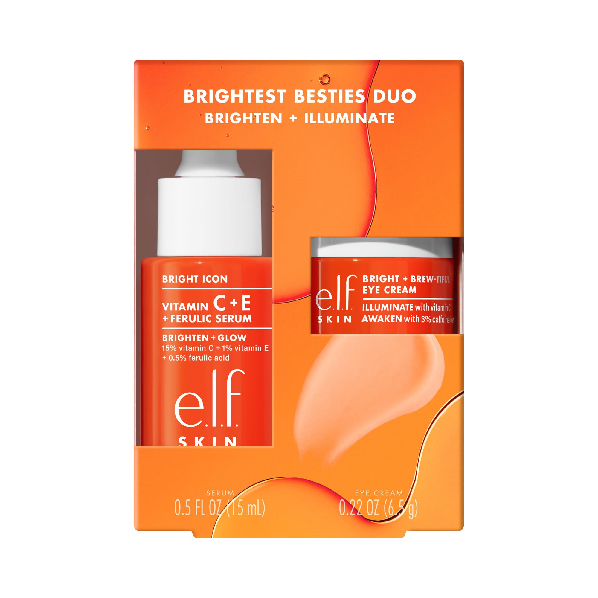 e.l.f. SKIN Brightest Besties Duo, Travel-Sized Skincare Set, Brightening Face Serum & Vitamin C Eye Cream, Boosts Radiance, Depuffs & Evens Skin Tone, Vegan & Cruelty-Free