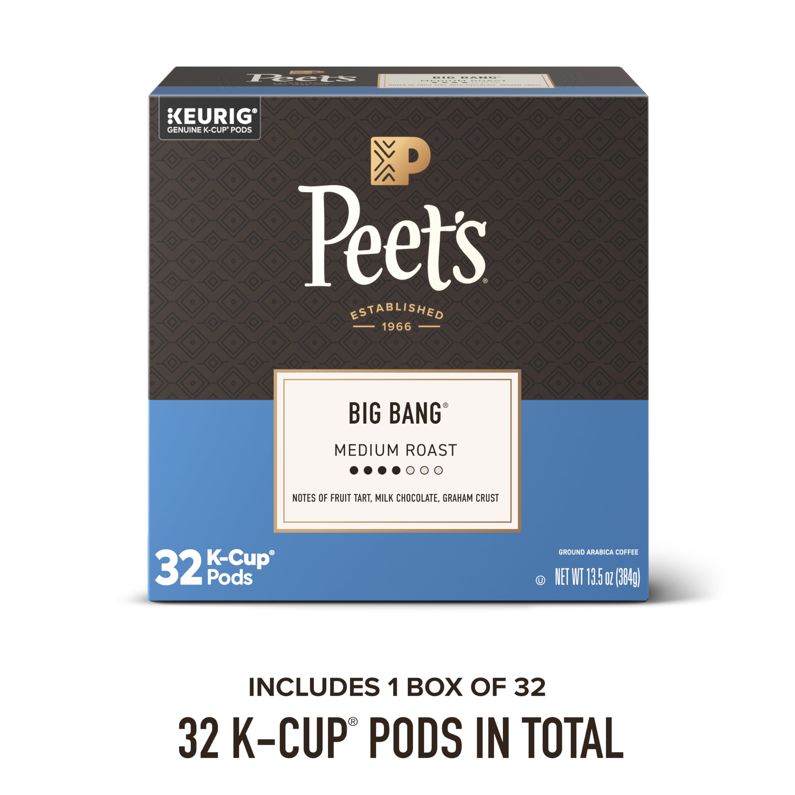 Peet's Coffee, Cápsulas Keurig K-Cup de tostado medio, Big Bang, 32 unidades (1 caja de 32 cápsulas K-Cup)