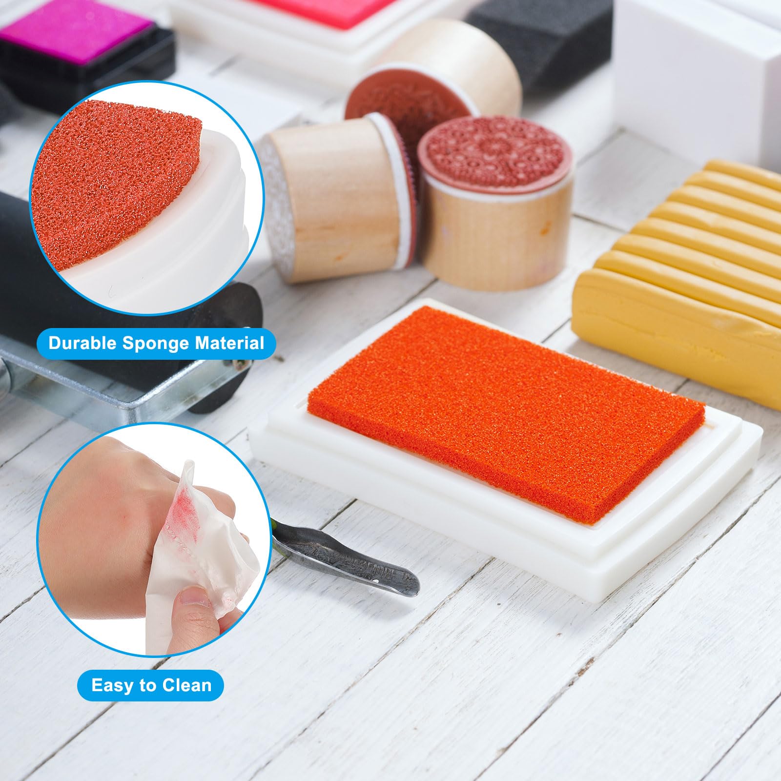 PATIKIL Craft Ink Pads for Stamps 2 Pcs Washable Finger Print Ink Stamp Pad Color DIY Rainbow for Rubber Stamps Paper Scrapbooking Fabric Wood - Image 3