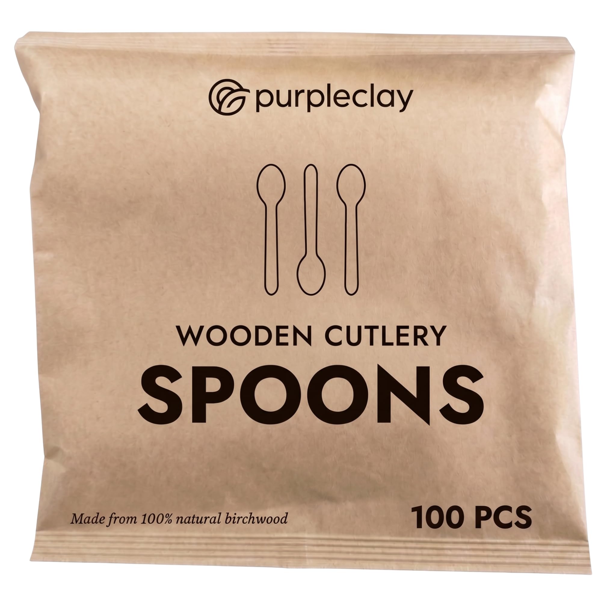 PurpleClay Wooden Disposable Cutlery Set - 120 PCS -19