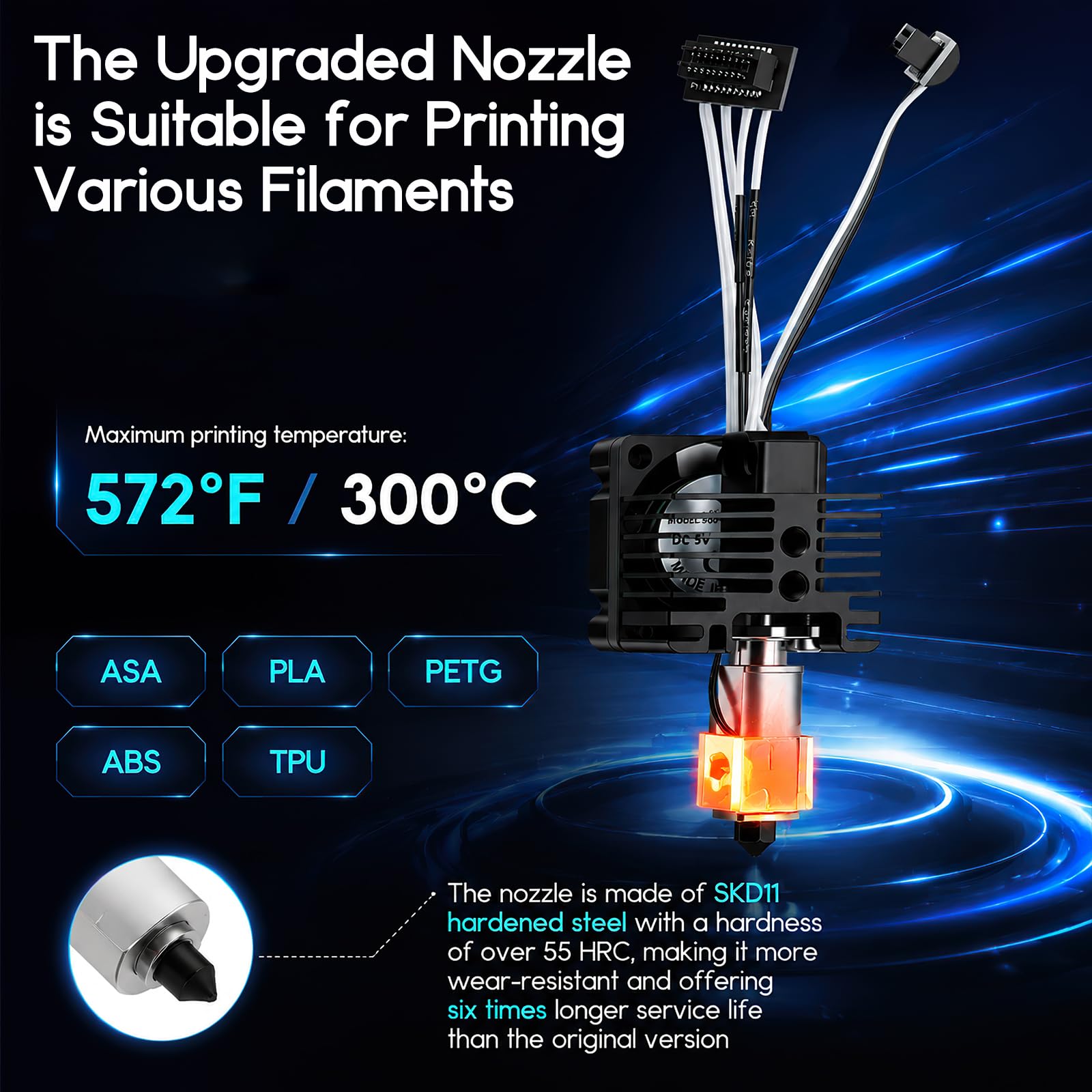 Hotend per Bambu Lab P1S P1P, 40 ugelli intercambiabili SKD11 per stampante 3D, estrusore Bambulab, in acciaio temprato, 300 °C, anti-intasamento, per appassionati di stampa 3D