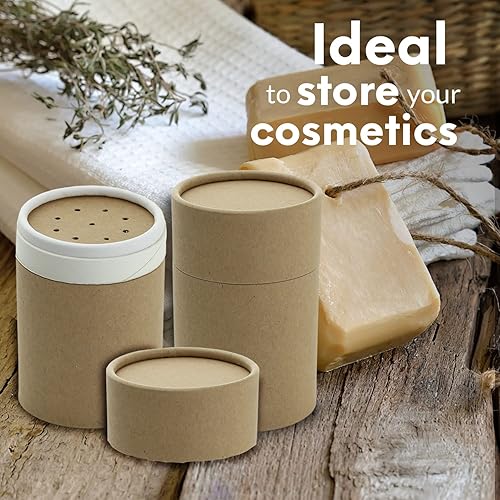 Miniatura 6 de UTILE Vaso de cartón para coctelera de polvo, tubo cilíndrico Kraft de 2 onzas con tapa, recipientes redondos vacíos para almacenamiento,