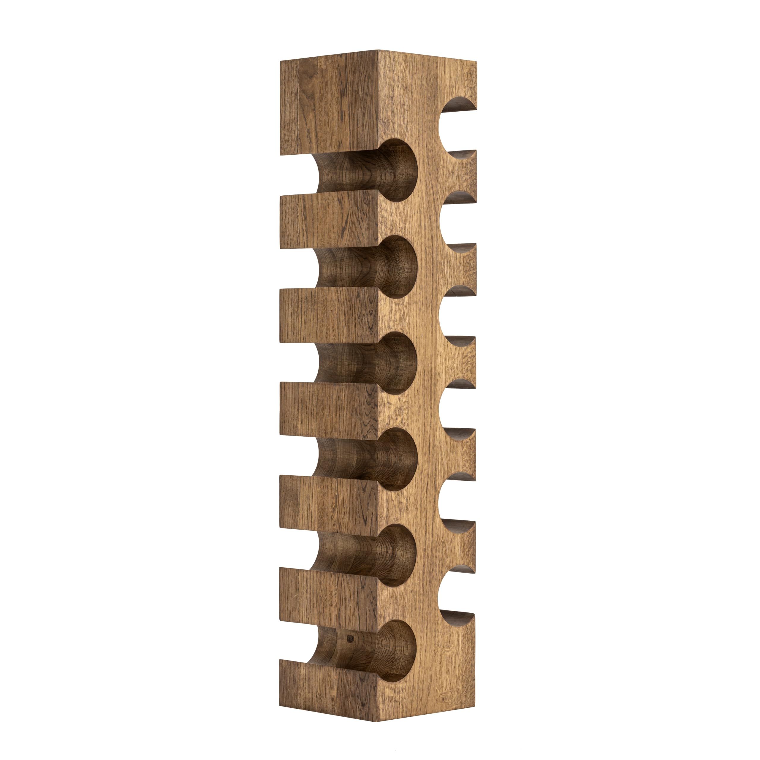 Riverbank Dark Oak Wine Rack Elegant Free Standing 12-Bottle Holder Made of Solid Wood Wooden Wine Stand Stylish