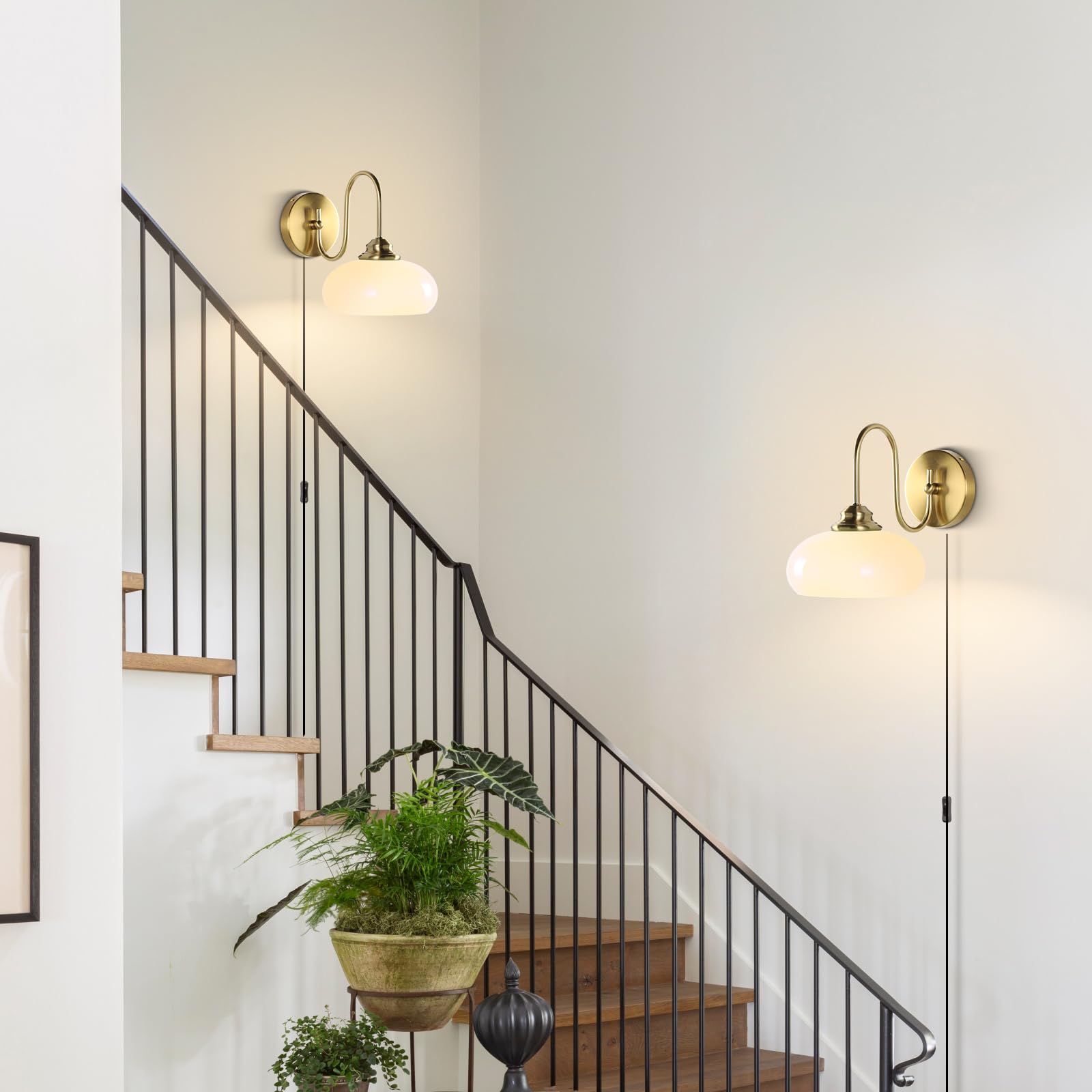 Snapklik.com : KCO Lighting Antique Brass Wall Sconce Goose Neck Wall
