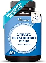 Magnesium Citrate – 120 Vegetable Capsules – 1520 mg of Magnesium Citrate per Daily Dose – Ideal for Athletes – Muscle, Nerves and Energy – With Vitamin B6 – Laboratory Tested