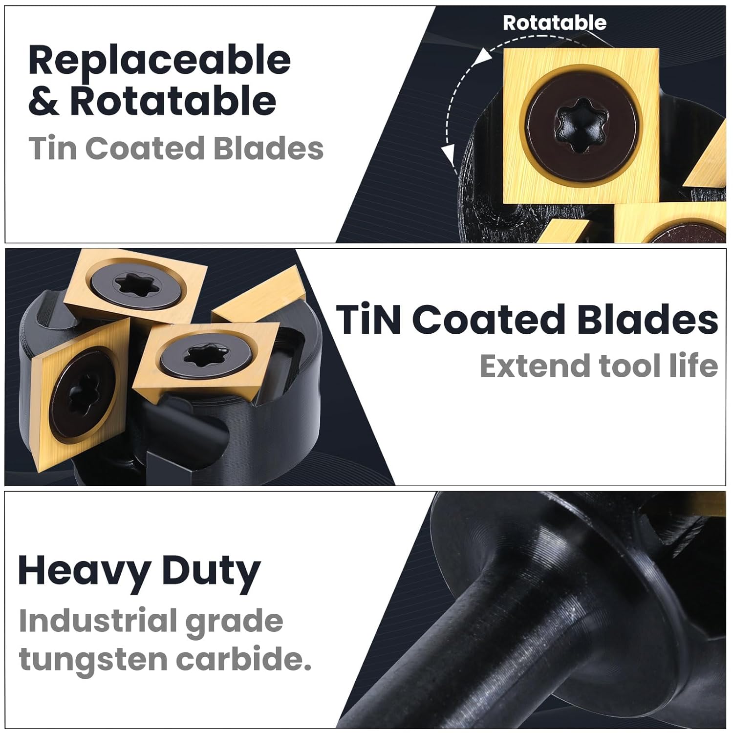 HQMaster Slab Flattening Router Bit 1/4" Shank, 1" Cutting Dia, ATS Coated 2+2 Flutes Tungsten Carbide CNC Insert Spoilboard Surfacing Router Planer Bit for Softwood, Hardwood, MDF