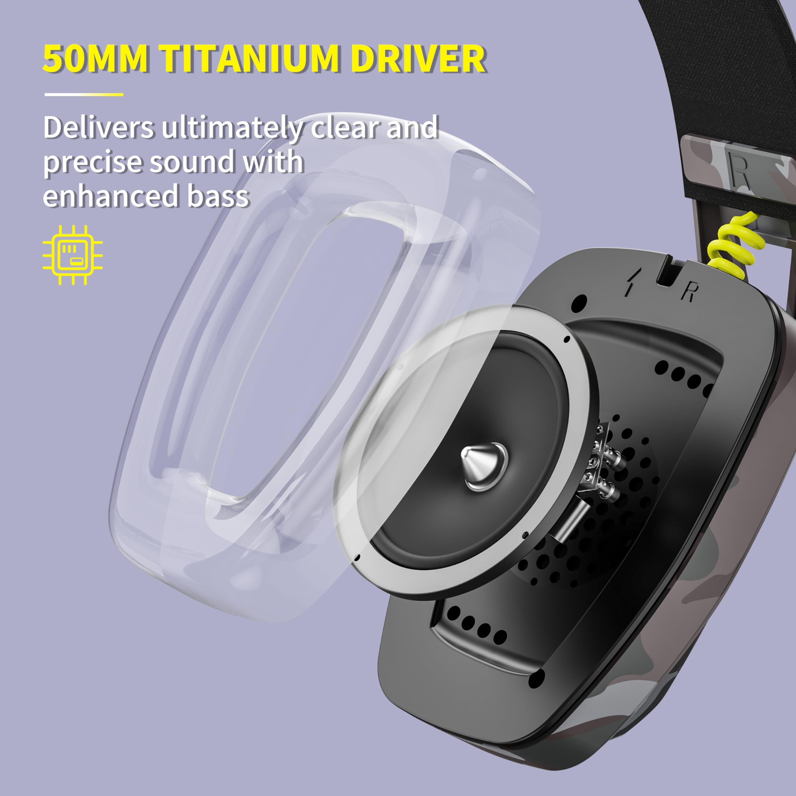 BINNUNE Wireless Gaming Headset,2.4GHz USB Gaming Headphones for PS5, PS4, PC, Mac,Playstation 4 5, Bluetooth Gaming Headset with Flip Microphone, ENC Noise Canceling Mic for Laptop Computer