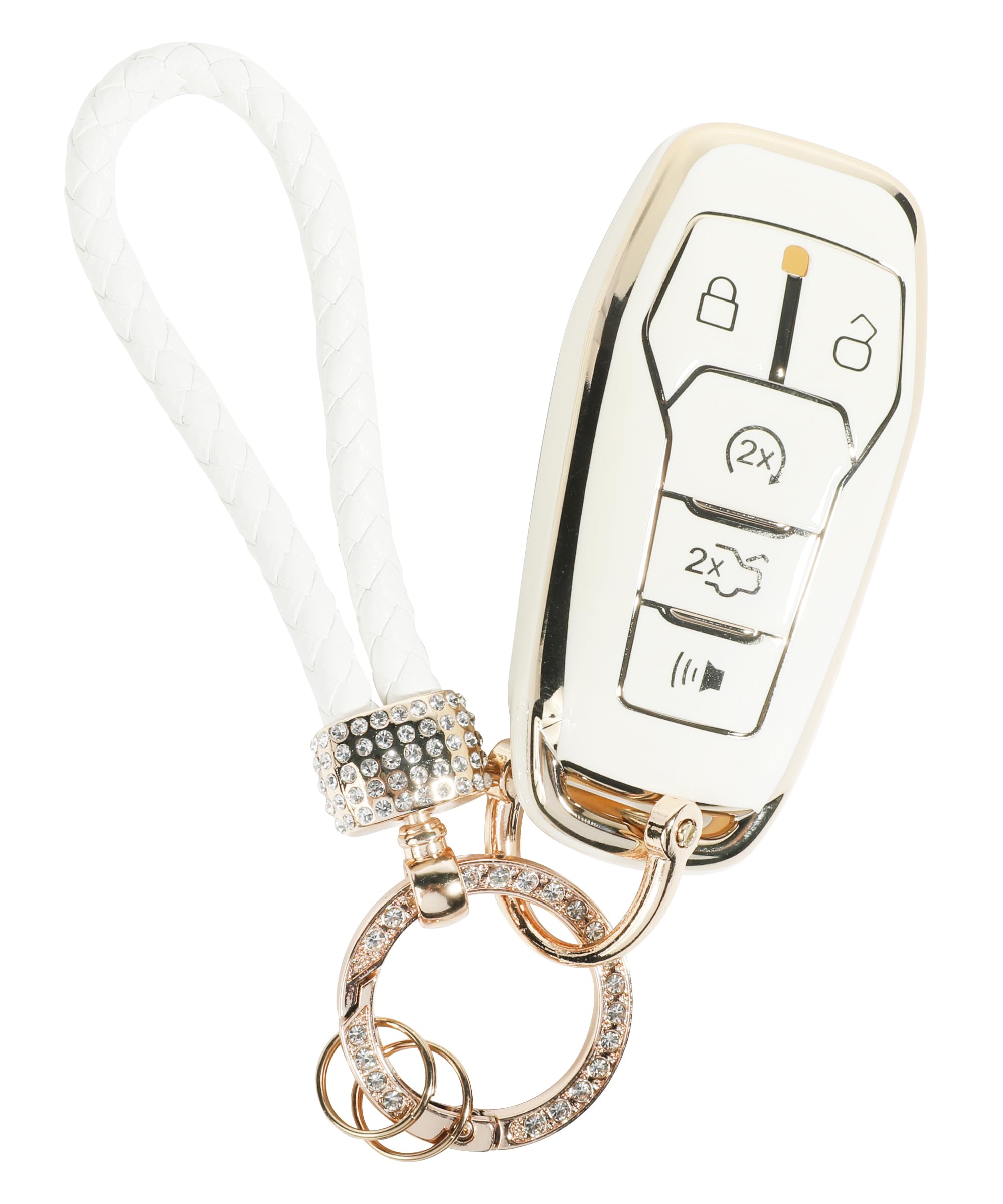 ESEWALAS Bling Car Key Fob Case,Car Key Fob Cover Key Case Shell,Car Remote Smart Key Protector Holder,TPU Key Case with Keychain Lanyard,Keyless Remote Key Fob Shell (for Smart Ford 5 Button)