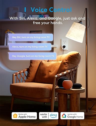 Miniatura 5 de meross Matter Smart Plug Mini, FFS de fácil instalación, salida inteligente 100% de privacidad, tamaño compacto, compatible con Apple Home, Alexa,