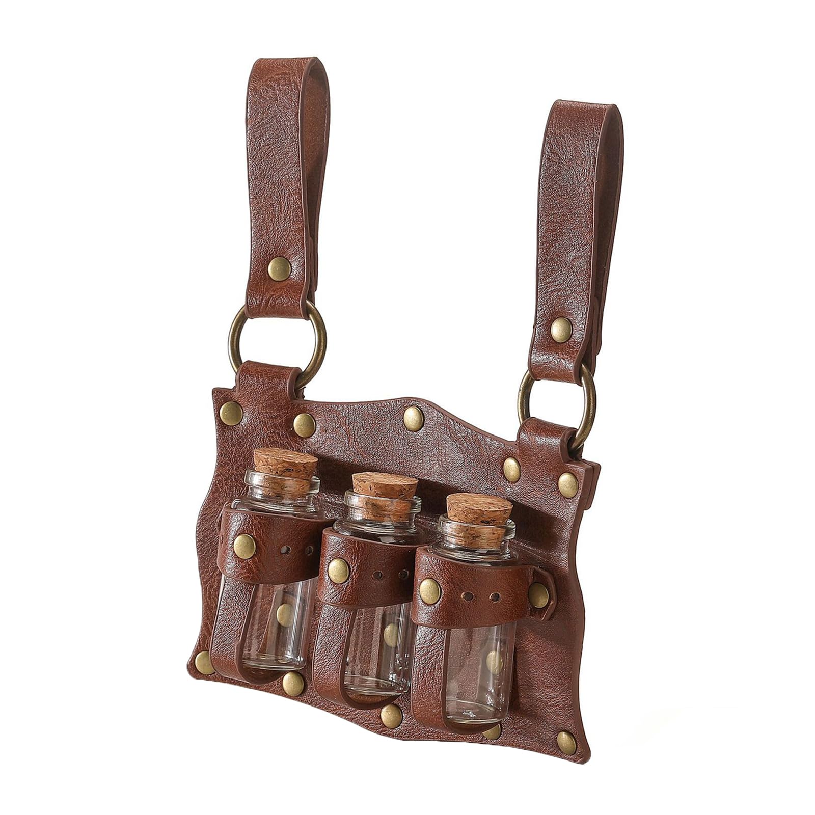 Haiki Light Brown Medieval Potion Holder Cork Potion Bottle Cosplay Accessories Historical Belt For Renaissances And Fantasy Role Playing