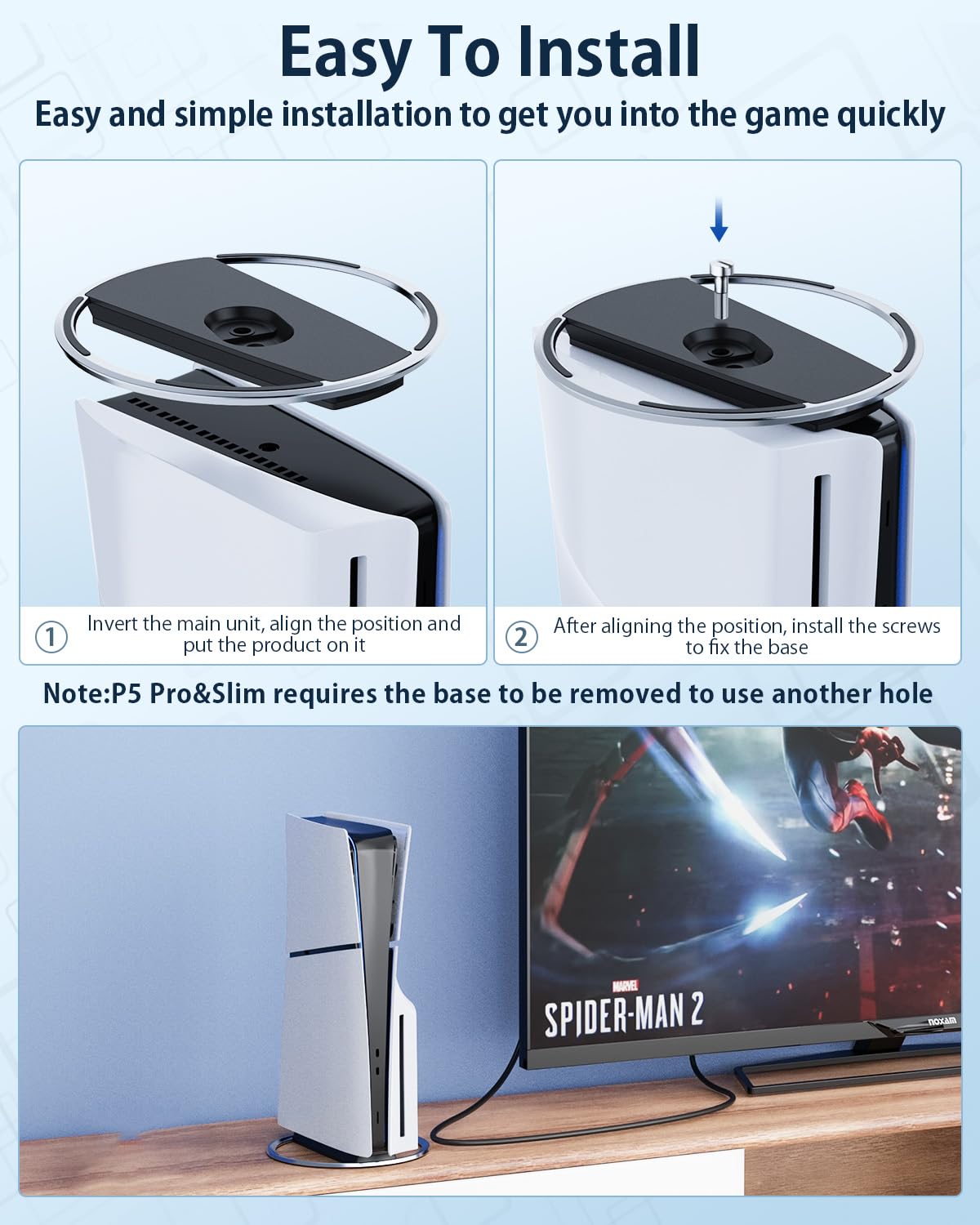 Soporte vertical compatible con disco PS5 y digital/PS5 Slim Disc y digital, base antideslizante de repuesto para consola Playstation 5 con tornillo, diseño minimalista