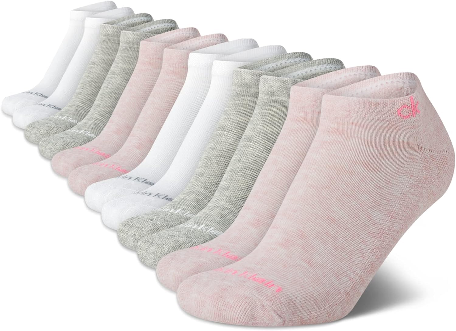 Calvin Klein Womens 12 Pack Soft Cotton Lightweight Athletic No Show Socks