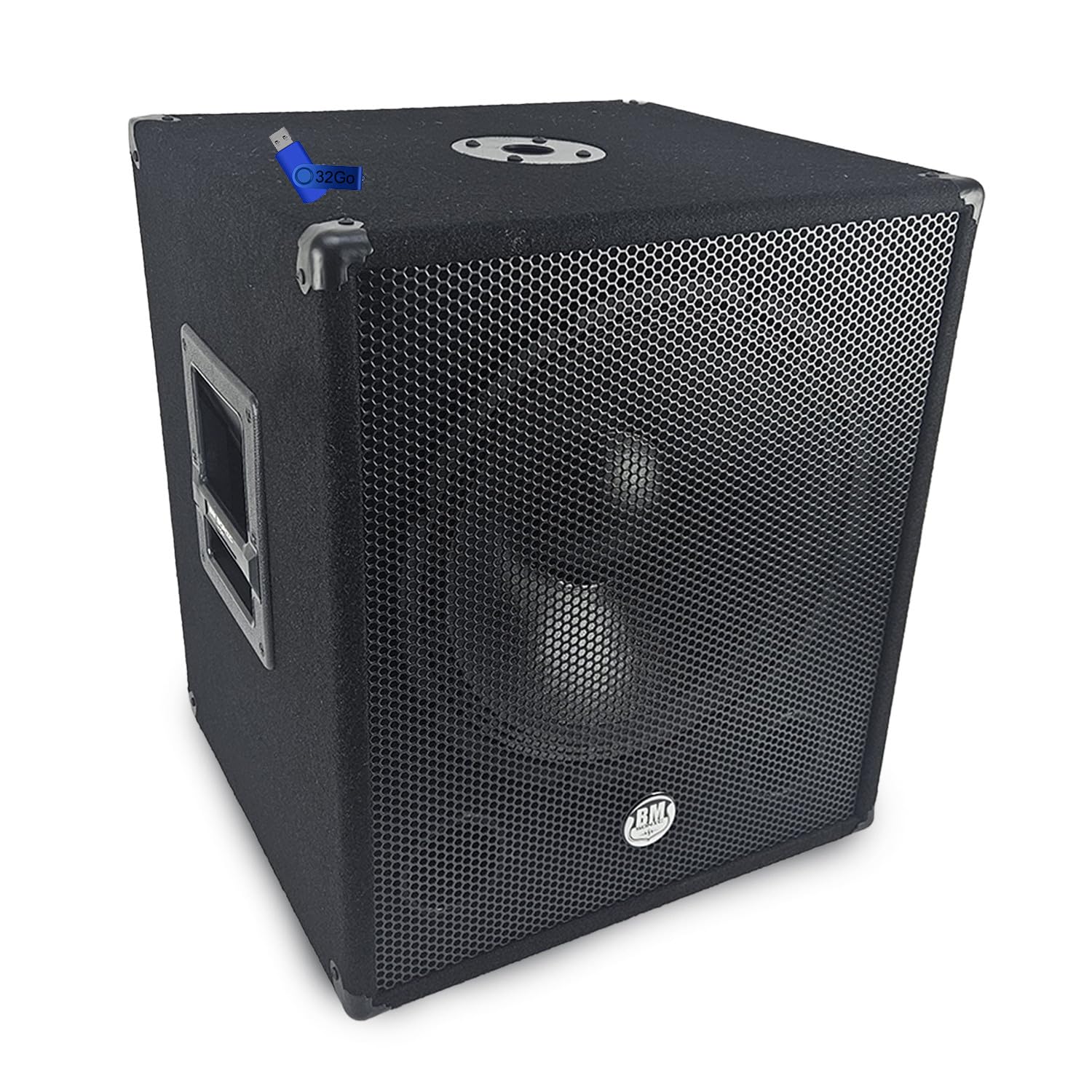 Bmsonic BMS-SUB18-P Caisson de Basse Subwoofer 18" Passif 1000W Max 46cm Speakon Jack 6,3 mm Clé USB 32G