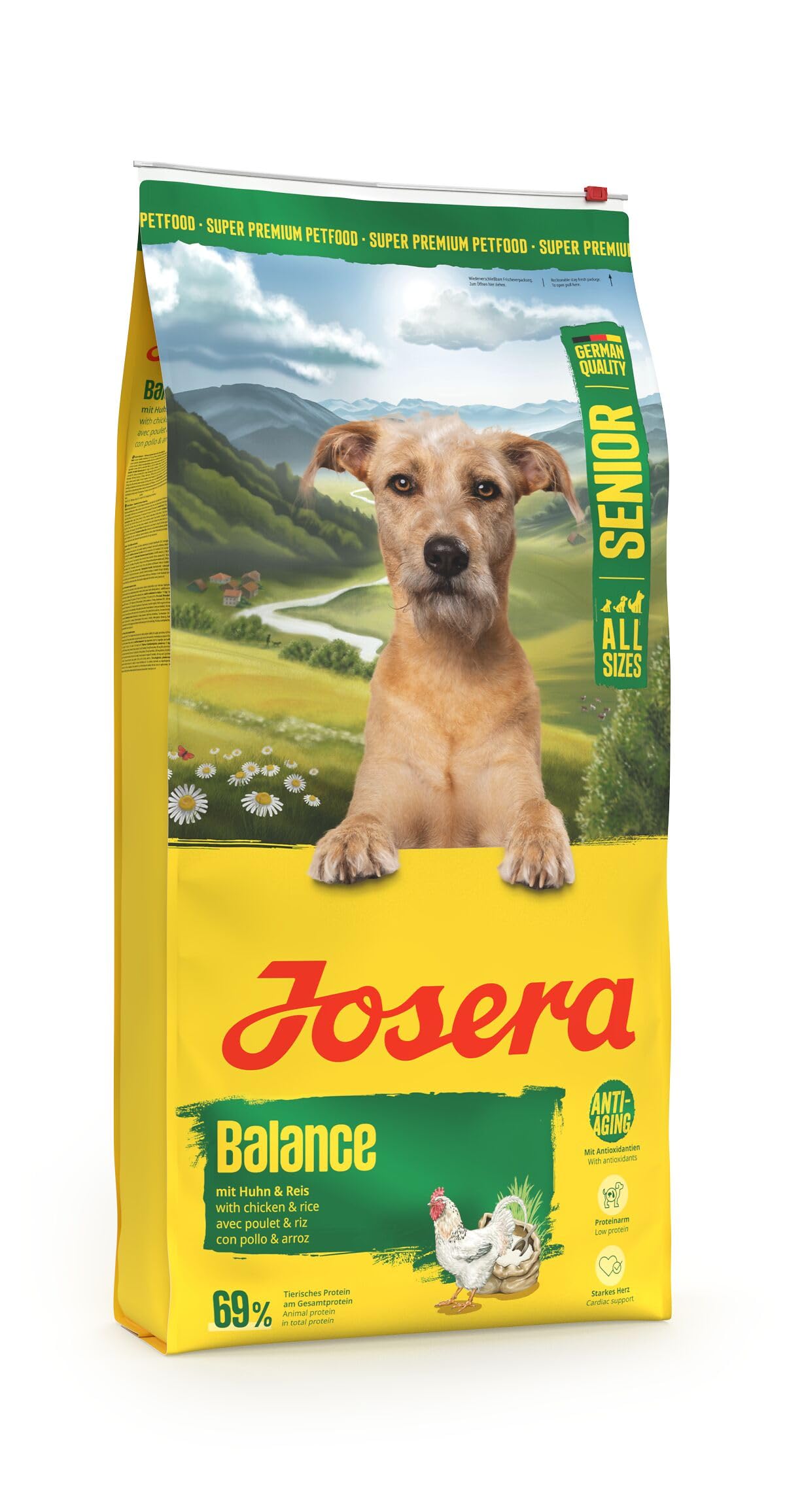 JOSERA Senior Balance kurczak i ryż (1 x 12,5 kg) | sucha karma premium dla dorosłych starszych psów | niska zawartość fosforu – z niewielką ilością tłuszczu i białka, specjalnie dla seniorów