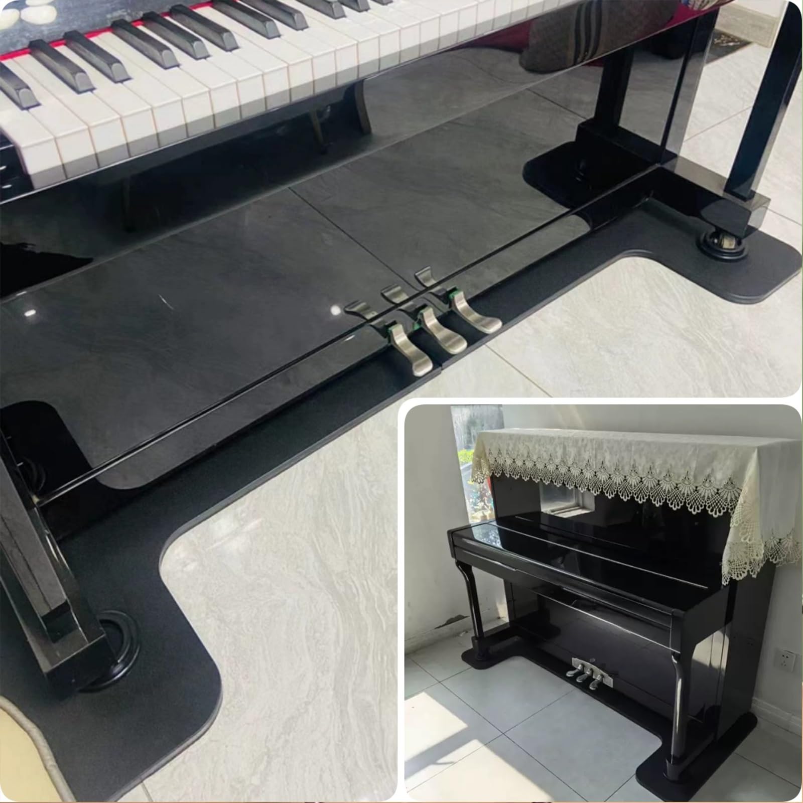 Tappetino insonorizzante per pianoforte in PEEK di grado aerospaziale, 160x68 cm, tappetino antivibrazione per pianoforti verticali, resistente e ignifugo, per la riduzione del rumore