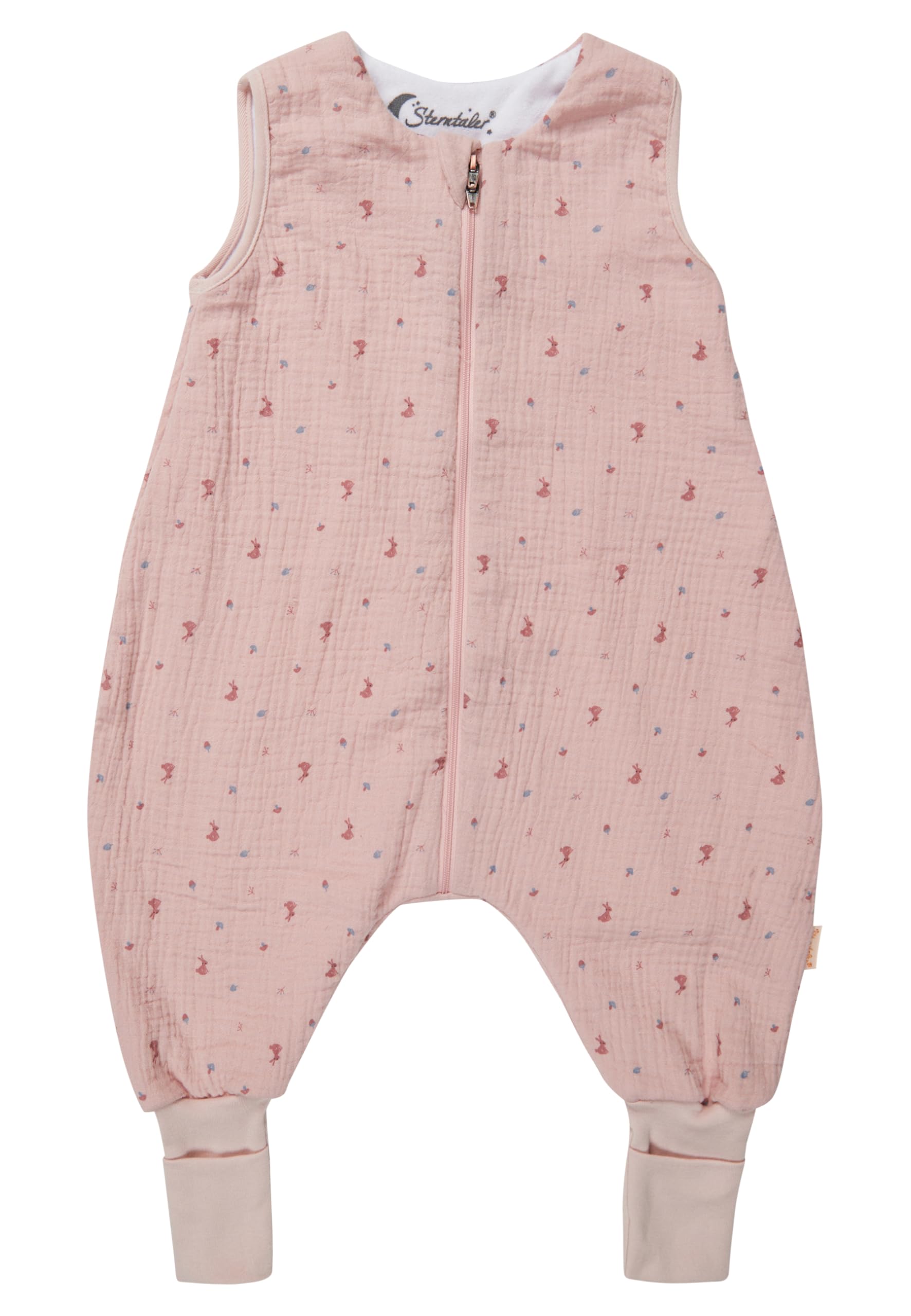 Sterntaler Schlafsack mit Beinen 104/110 Hase Hanni - Musselin, Feinfrottee-Futter - Beinstulpen - Zwei-Wege-Reißverschluss für einfaches Wickeln - 1,00 TOG - Mädchen Baby Kleinkind, quarzrosa
