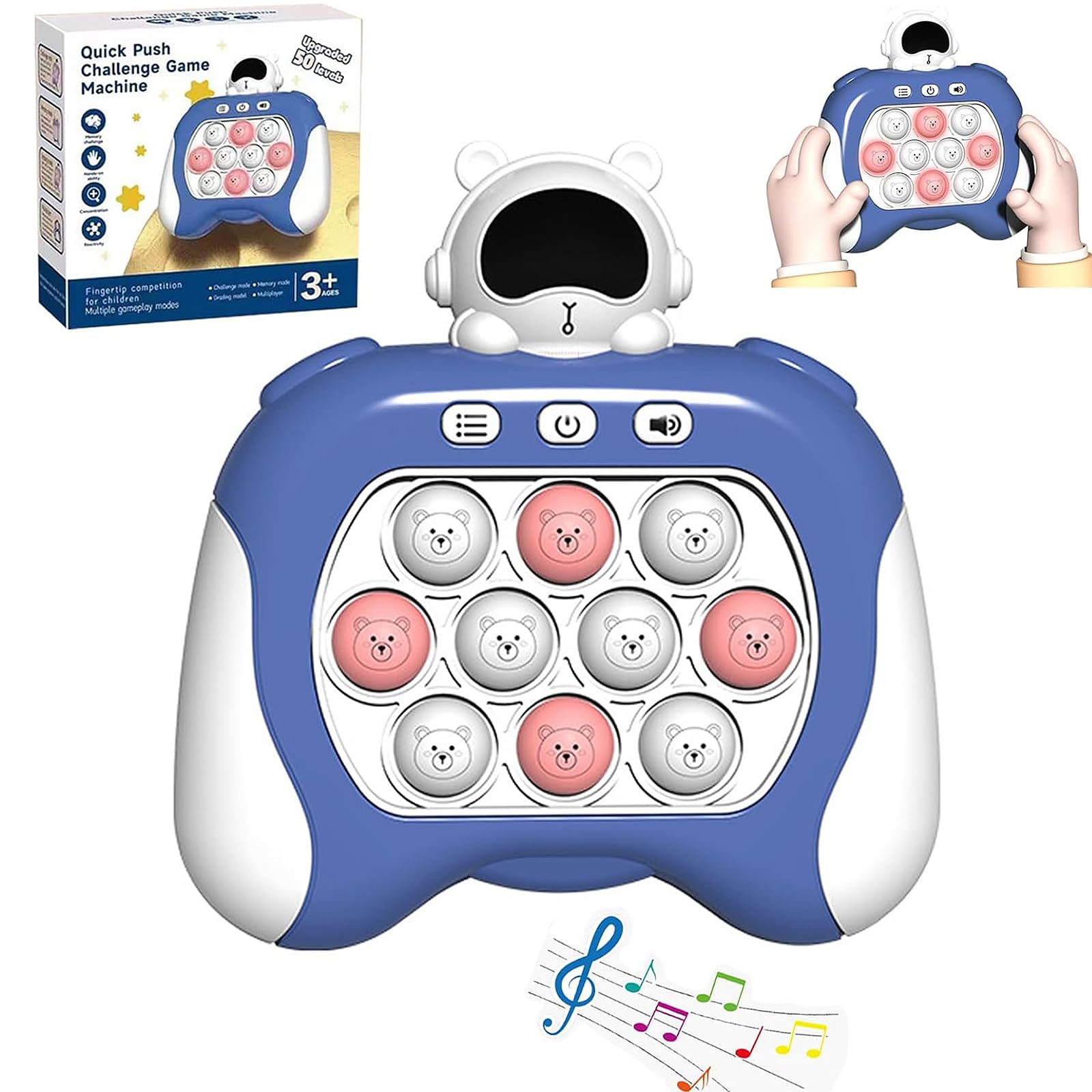 DHB tech Pop Pro Fast Push Game, Pop Fidget Light Up It Pocket Game for Kids Ages 3-12, Handheld Sensory Game Toy with 4 Modes Party Quick Push Game Fidget Toys, Gifts for Kids (BLUE)