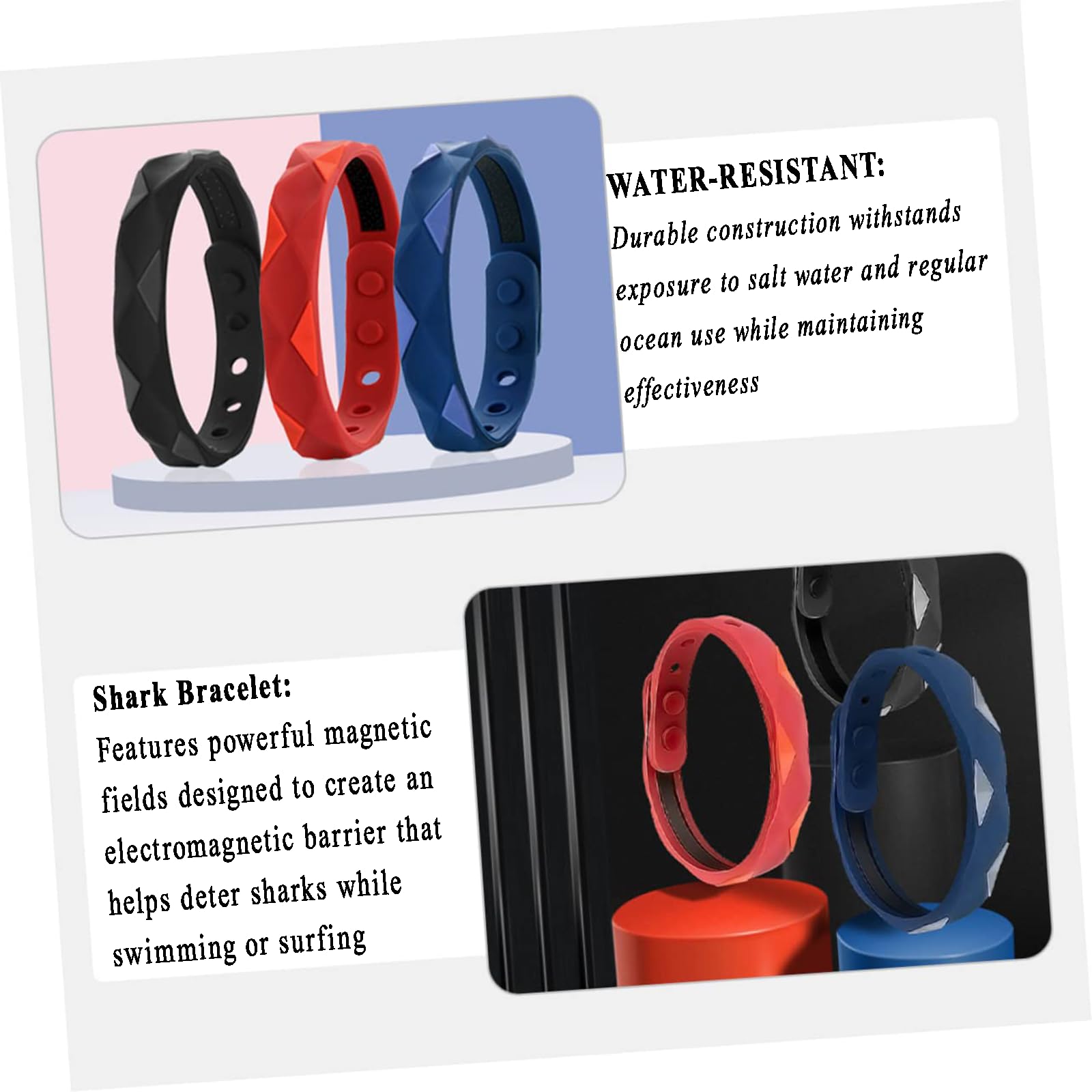 PEIYUI Magnetic Shark Deterrent Bands for Ocean Sports, Swimming, Surfing, Diving(Red)