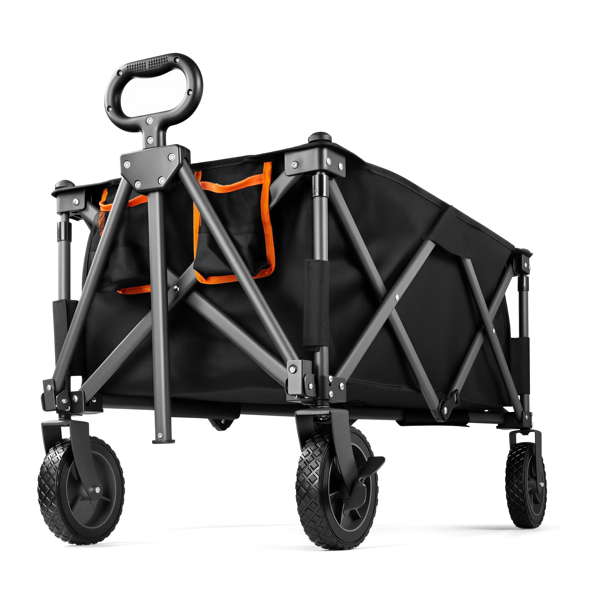 Vonhaus Grey Festival Cart On Wheels - Foldable Portable 120L Garden Trolley