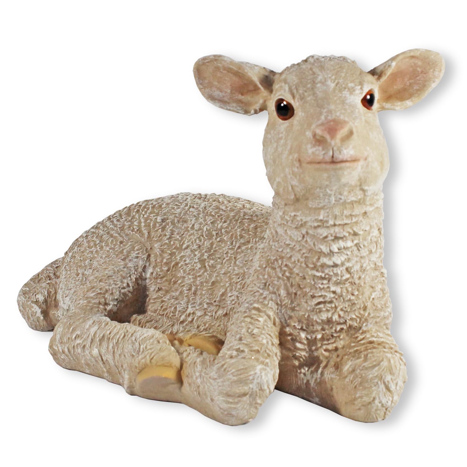 colourliving Schaf Figur Lamm Nancy liegend – detailreiche Dekofigur aus Polyresin – handbemalte Gartenfigur wetterfest – naturgetreue Deko für Haus, Garten & Krippe