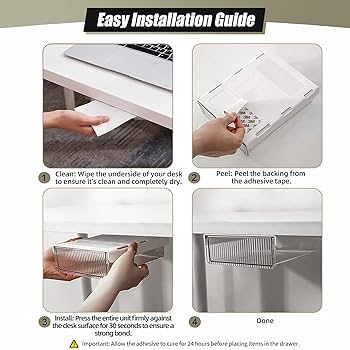 RedCall 2 Pack Under Desk Storage And Organizer,360°Rotation Under Desk Storage