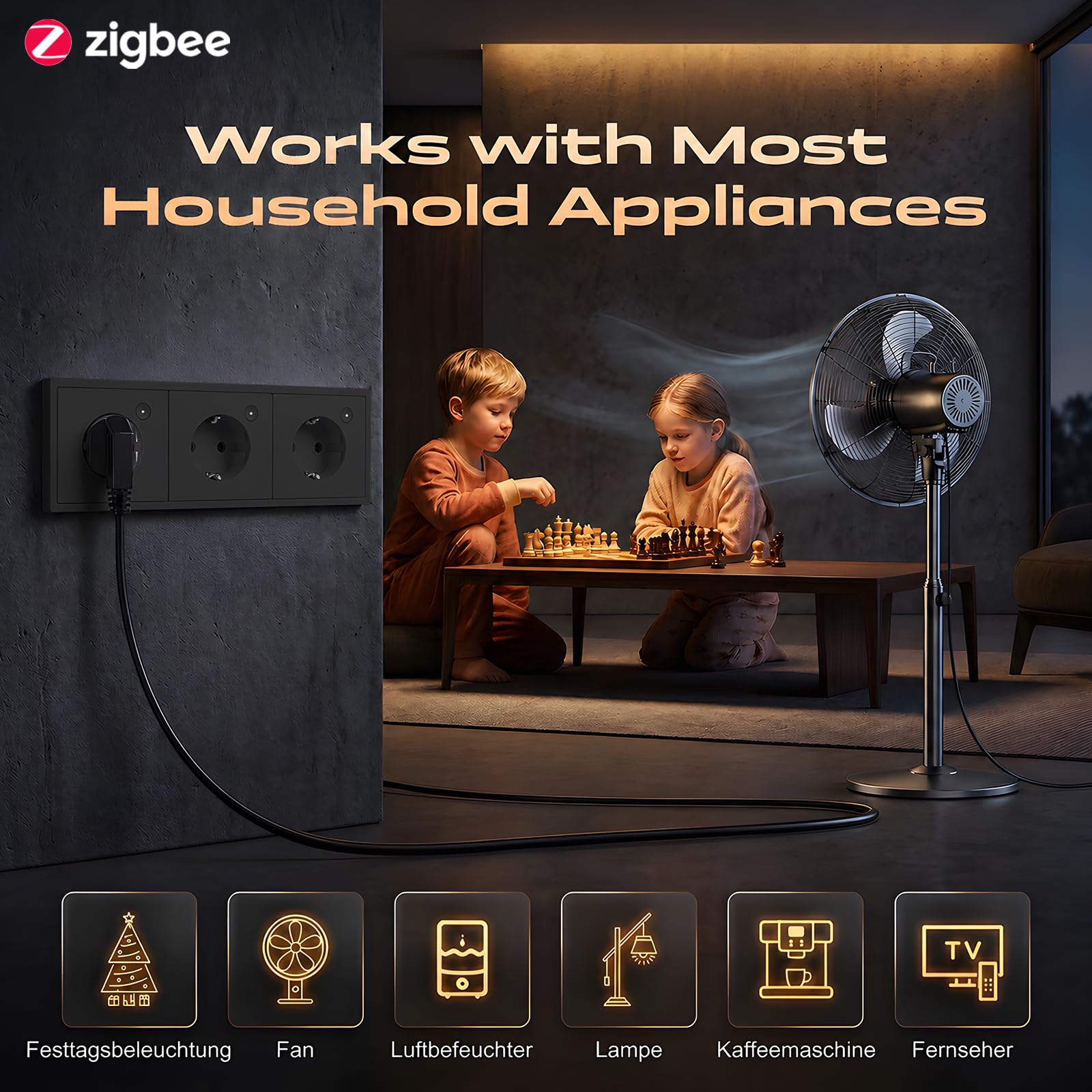 BSEED Zigbee Steckdose 3 Fach Schwarz,arbeitet mit Alexa,Google Home