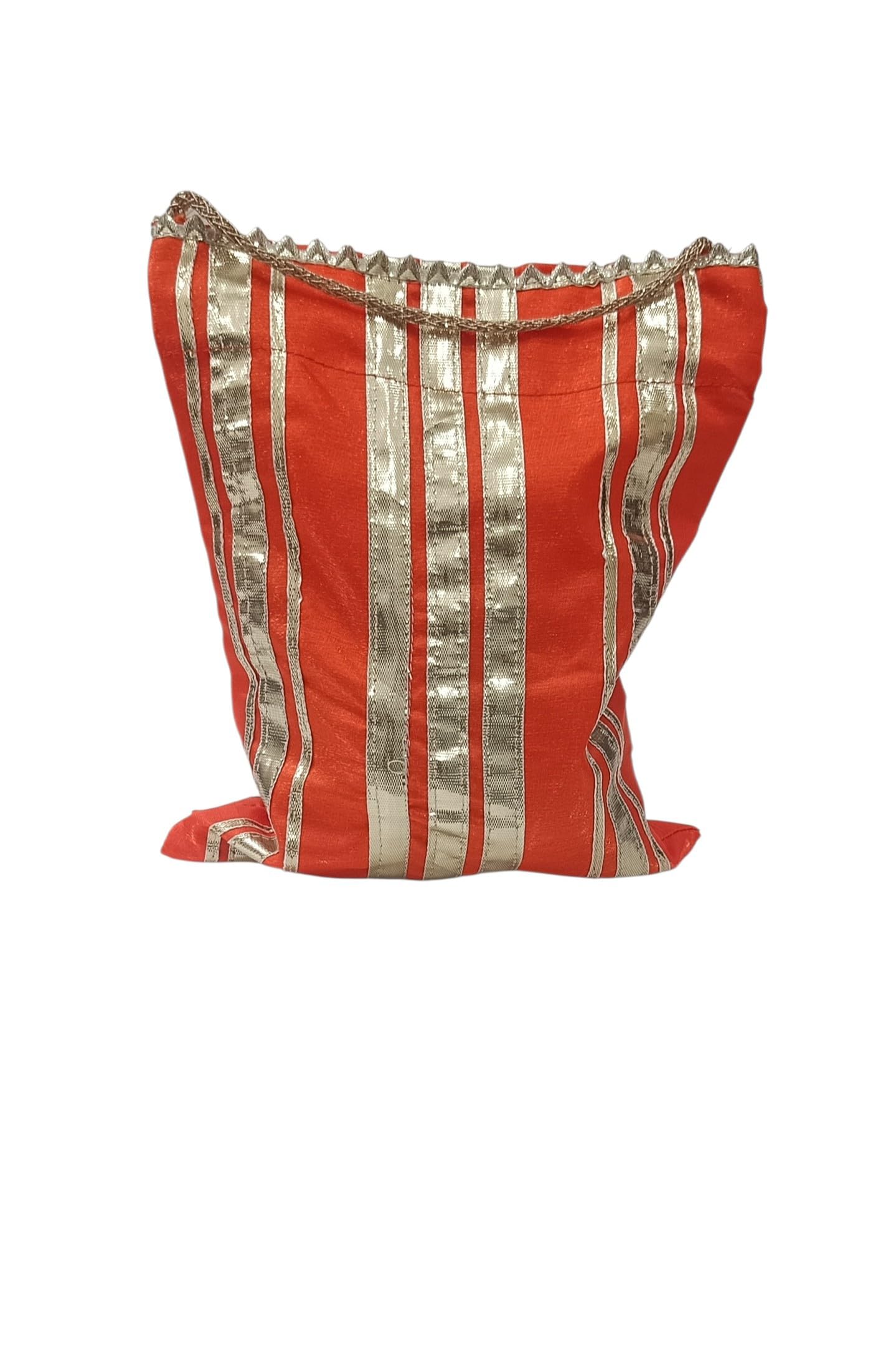 Pouch Bag for Women Orange and Gold Striped-image-7