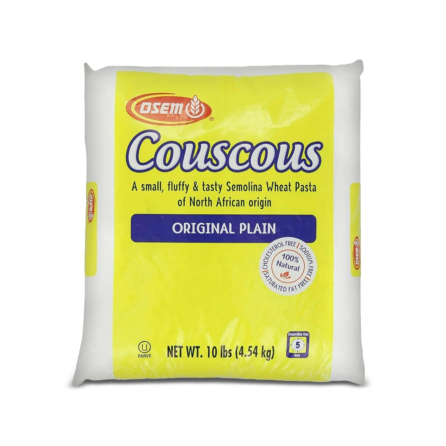 Osem Israeli Pearl Couscous 10 lb Bulk Bag - Original Plain Wheat Pearls, Kosher Parve Mediterranean Pasta Alternative