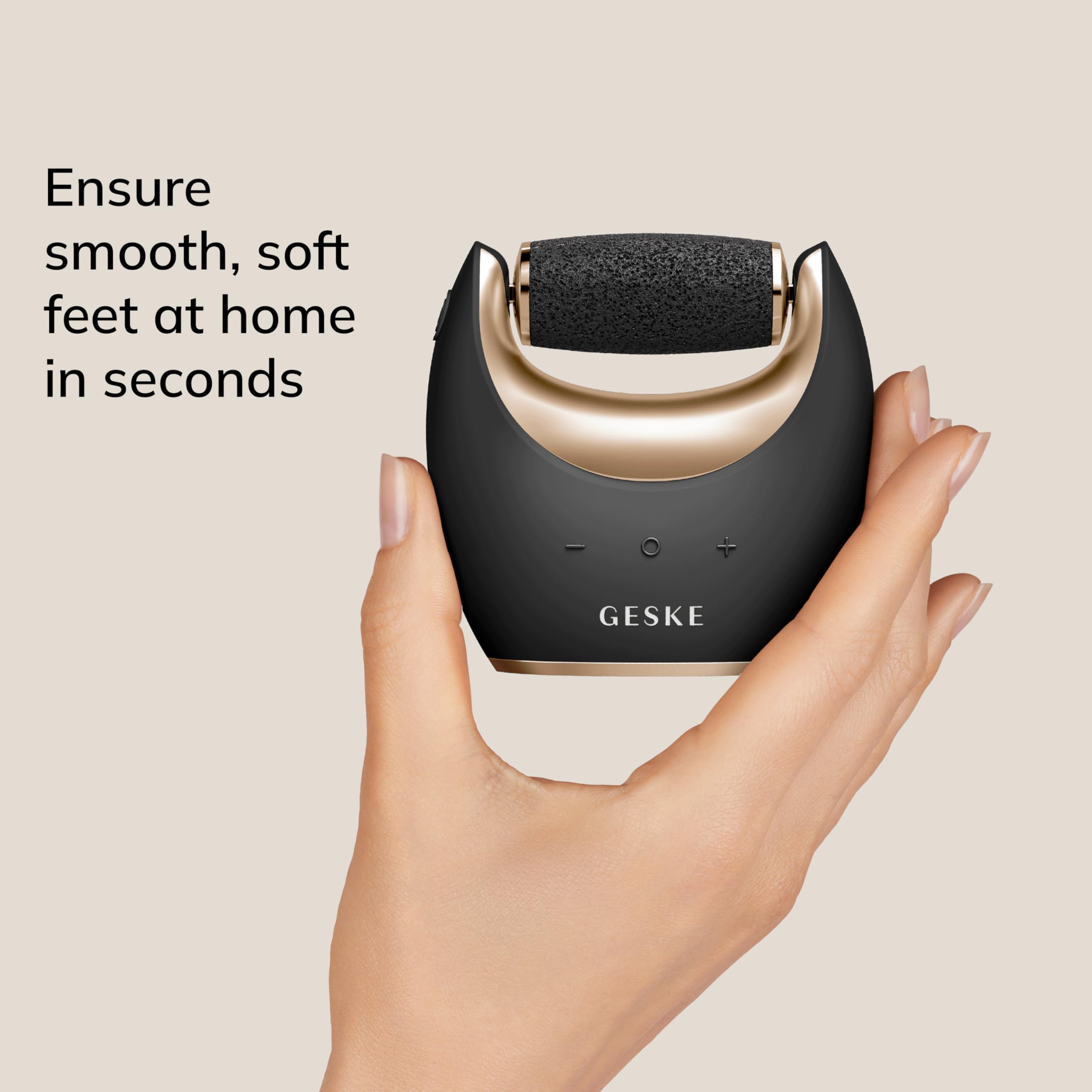 GESKE Compact Electric Pumice Foot Smoothing Roller 7 in 1 | Lima | SmartAppGuided™ | Lima de Pies Eléctrica y Exfoliador | Piedra Pómez para Eliminar Durezas y Callos | Pedicura en Casa