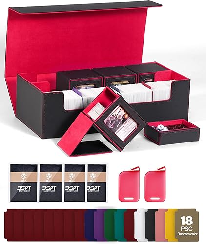 Miniatura 27 de Caja de almacenamiento de cartas ZLCA para cartas de intercambio, caja de cubierta de baraja MTG Commander con capacidad para más de 120 cartas