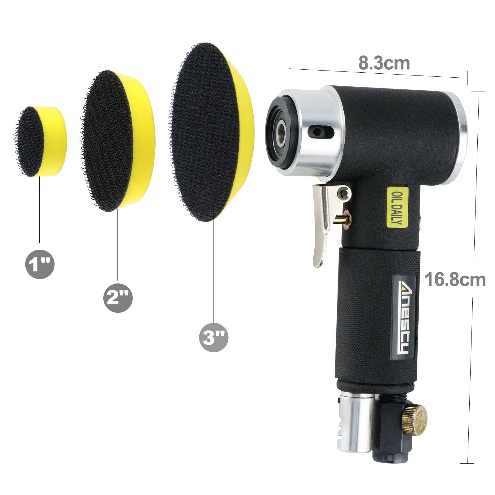 Mini Ponceuse excentrique à air comprimé 50 mm / 75mm,Anesty Ponceuse Orbitale Air Sander 2" / 3" Petit Ponceuse Pneumatique Orbitale