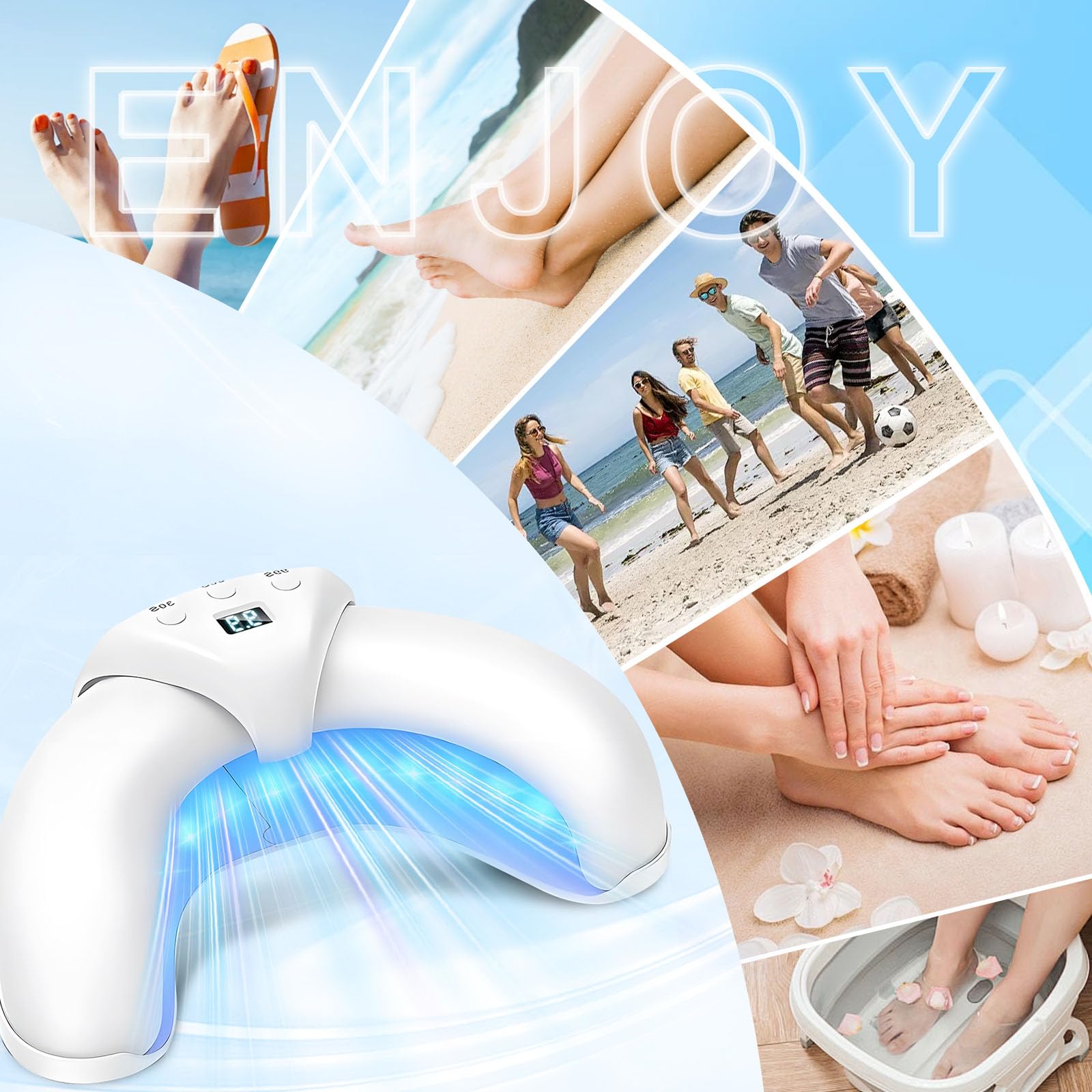 Dispositivo de Láser de Hongos Uñas Regulable, dispositivo para limpiar y cuidar las uñas, para varias uñas de manos y dedos de los pies, para uñas dañadas y decoloradas, con pantalla digital y funció