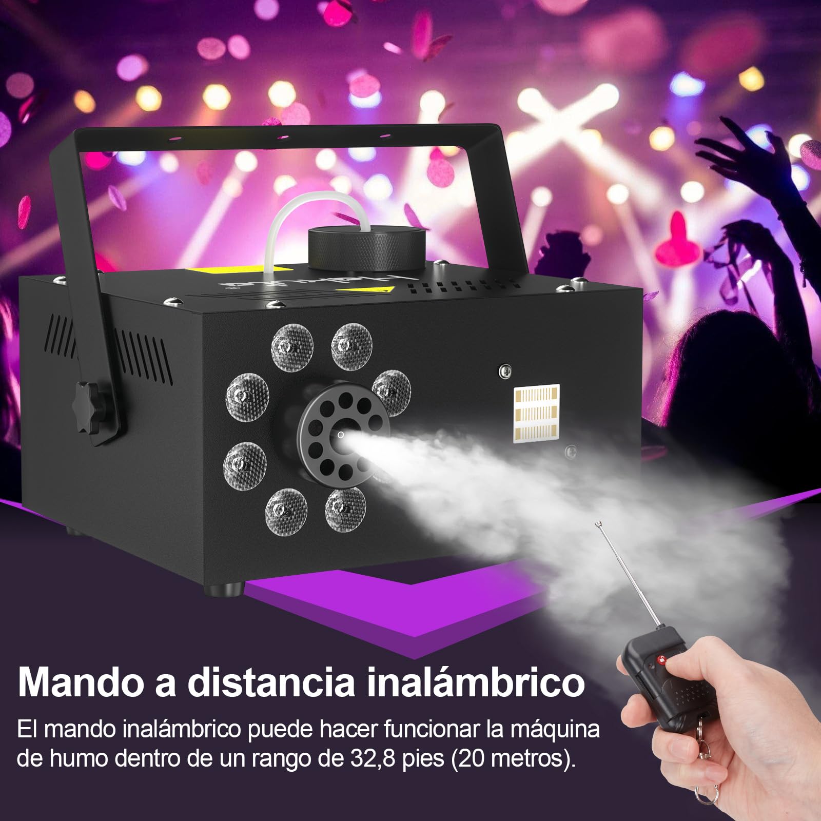 Hakuta Máquina de Humo con 13 Colores, 500W 2000CFM Máquina de Niebla para Fiestas con 2 Mandos a Distancia - Para Bodas, Halloween y Escenarios