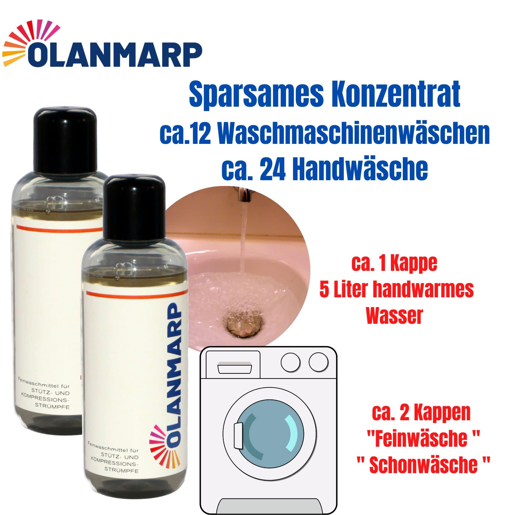 Feinwaschmittel Konzentrat für Kompressionsstrümpfe (480ml) | Flüssigwaschmittel für Stützstrümpfe – Hand- & Maschinenwäsche – schonende Reinigung
