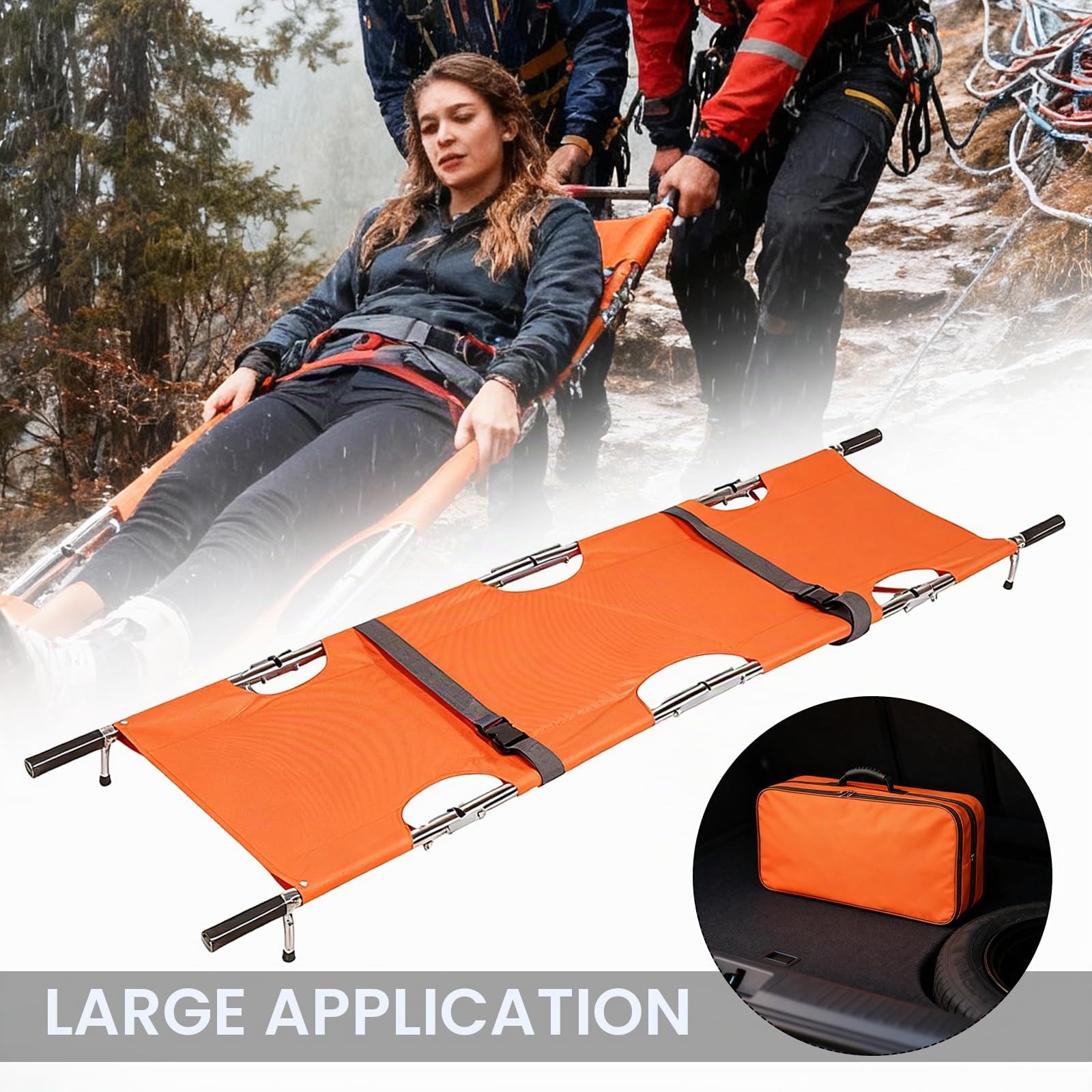 CivièRe Portable, Brancard Sauvetage Alliage D'Aluminium CivièRe Mobile Robuste Avec Sac De Rangement Pour Le Sauvetage En Montagne Et Le Transport Longue Distance 210x54 Cm