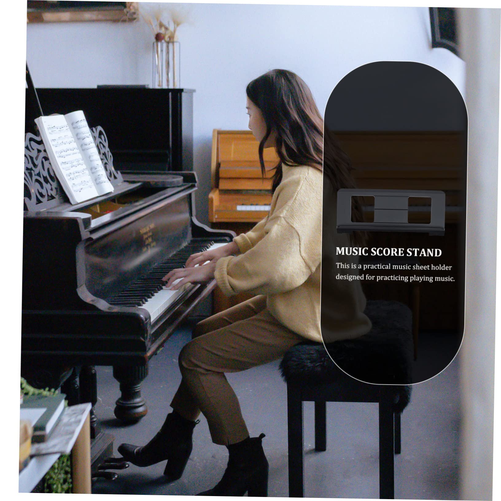 Notenständer Kompakt und Leicht zu Tragen aus Abs für Keyboard Schwarzer Faltbarer Halter mit Einfachem Elegantem Design zum Musizieren Üben