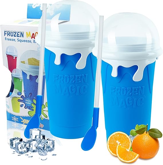 Slushy Cup, 2PCS 500ml Magic Slushy Maker Cup TIK TOK Quick Frozen Magic Cup Double