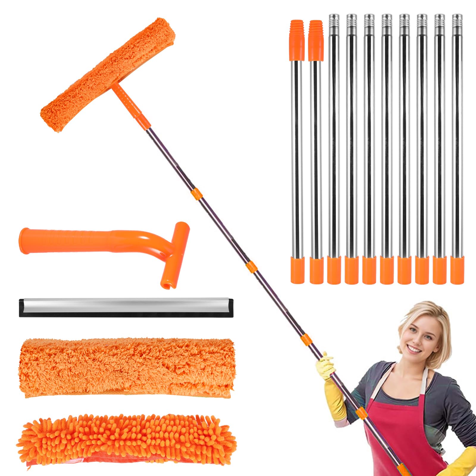 Extendable Window Cleaner 4.3m Long Window Cleaning Pole with Squeegee