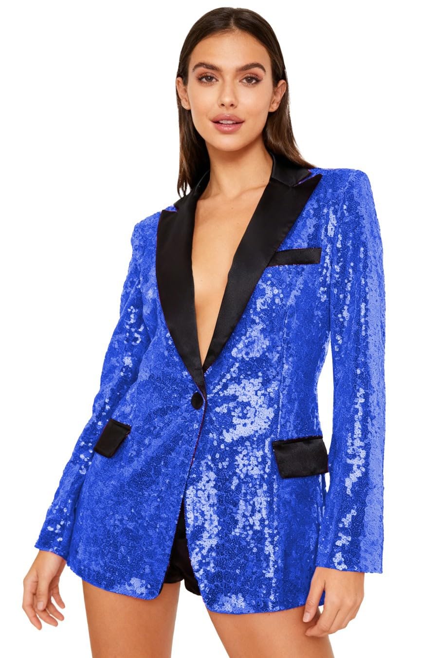 Womens Evening Sparkle Sequins Open Front Long Sleeve Blazer Jacket Prom Party Sequined Women Jacket