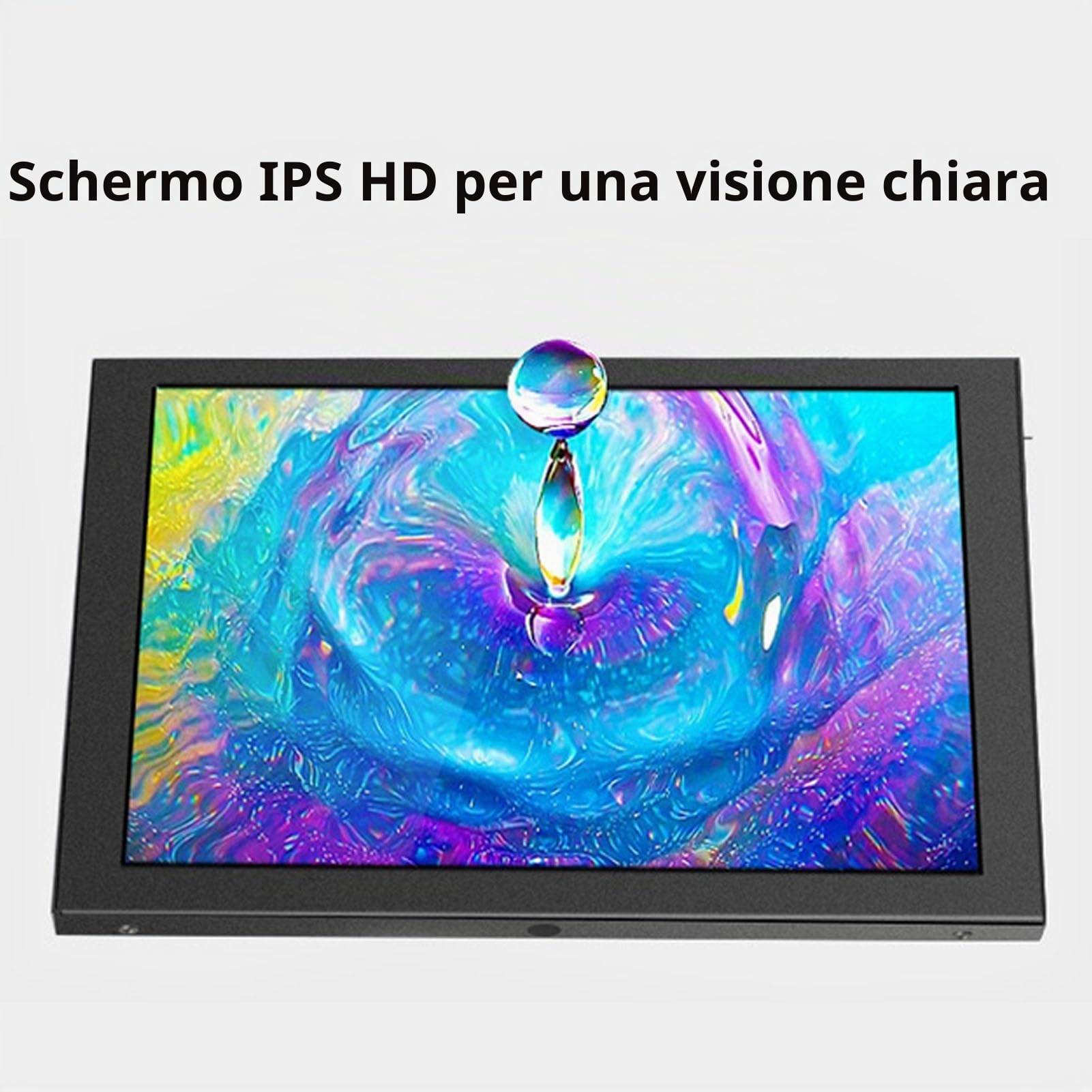 Elprico Schermo IPS da 10 Pollici Mini Monitor con Angolo di Visualizzazione a 178 °, Multimedia HD per DVR da Gioco, Lavoro per Uffici dello Schermo a Specchio, Altoparlanti Integrati,