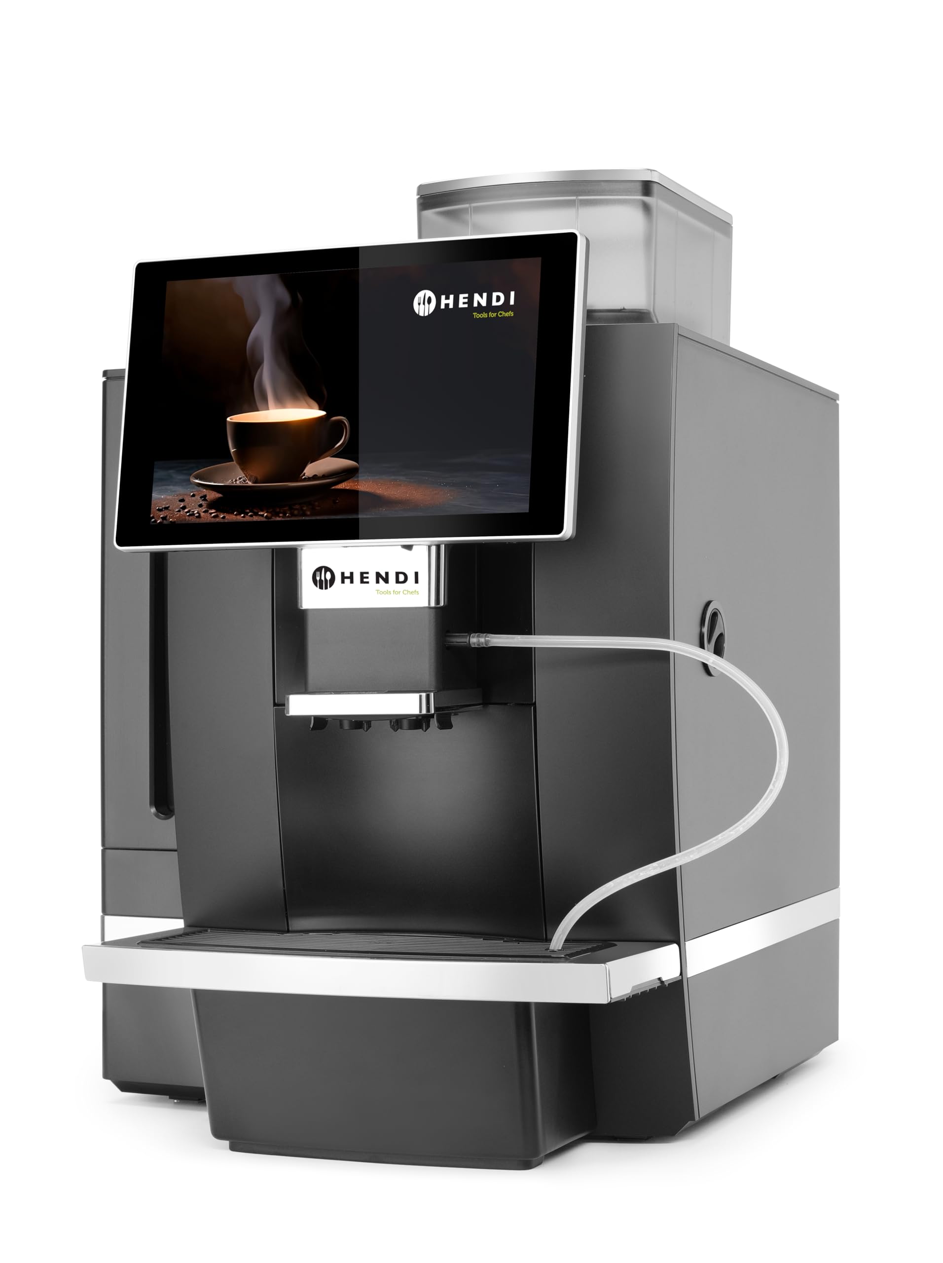 HENDI Macchina da caffè automatica professionale, 1 kg chicchi, serbatoio acqua 6 L o collegamento diretto, pressione 19 bar, 230V, 3000W, 390x544x(H)578mm, ABS