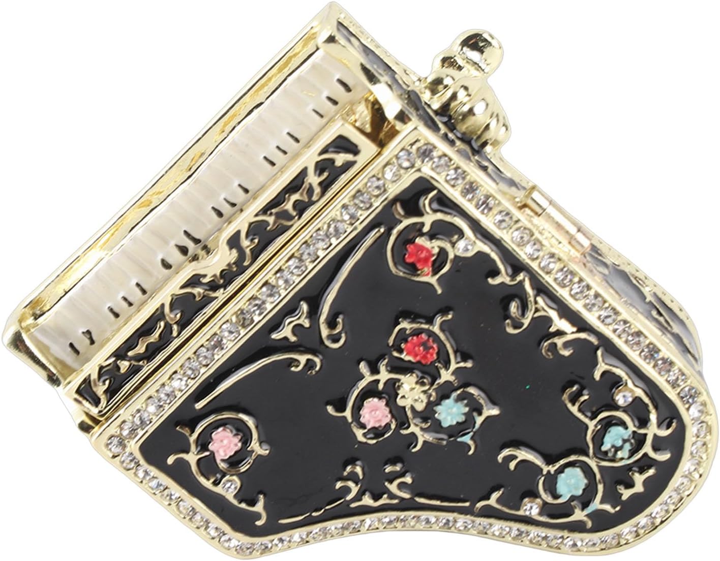 TOPINCN Jewelry Box Organizer, Enamel Piano Shaped Rhinestone Trinket Box 6.6 x 5.5 x 6cm Small Jewelry Storage Case for Ring Earring Necklace, Home Decor Ornament